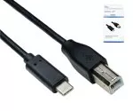 USB Kabel Typ C auf USB 2.0 B Stecker, schwarz, 0,50m, DINIC Box (Karton)
